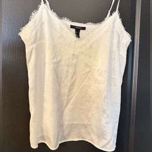 Forever 21 White Frayed Trim Cami Top